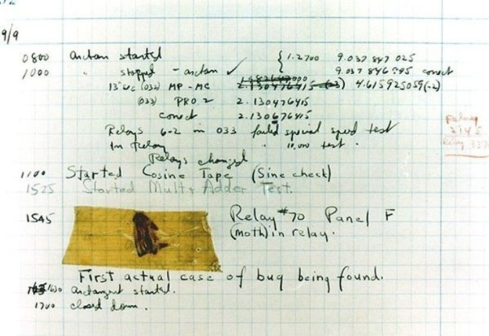 image from september 9, 1947 First Instance of Actual Computer Bug Being Found