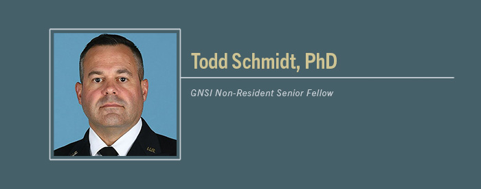 Todd Schmidt, PhD headshot with Text “GNSI Senior Non-Resident Fellow”