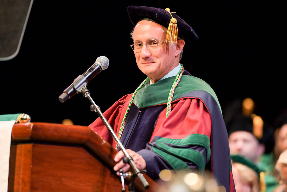 Charles J. Lockwood, MD, MHCM, executive vice president of USF Health and dean of the USF Health Morsani College of Medicine, at a USF commencement ceremony.