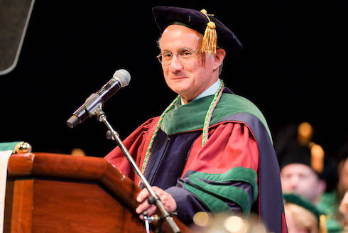 Charles J. Lockwood, MD, MHCM, executive vice president of USF Health and dean of the USF Health Morsani College of Medicine, at a USF commencement ceremony.