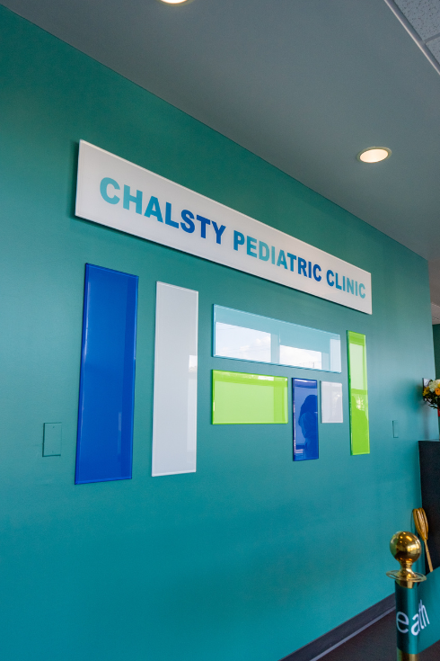 Sign the reads "Chalsty Pediatric Clinic"