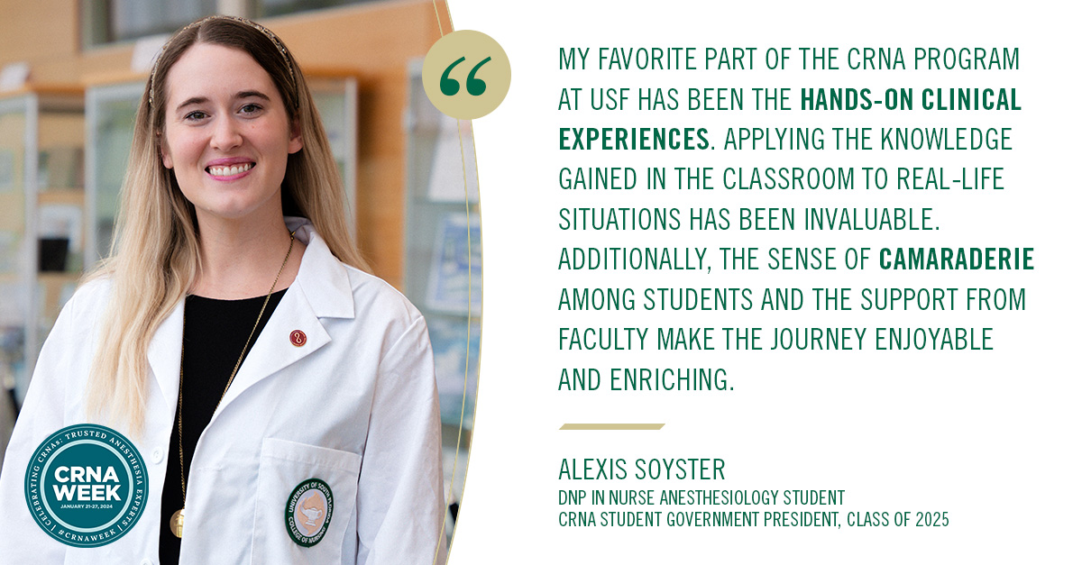 Alexis Soyster, a Nurse Anesthesiology Student and the Cohort 2022 Class President