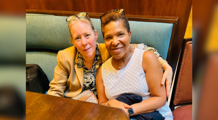 two women at dinner