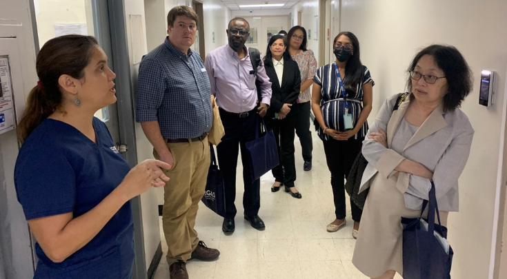 Panama group standing in hospital hallway