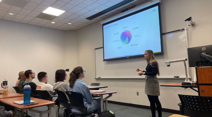 a person speaking to an audience