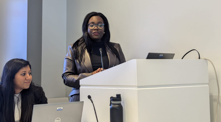 a speaker at a podium