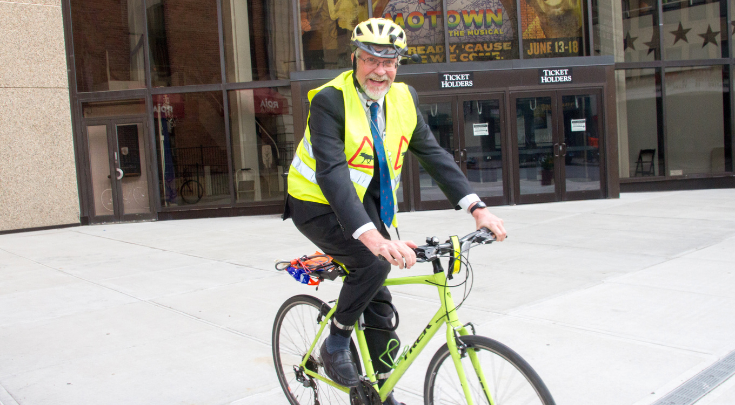 a man riding a bike