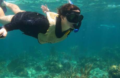 Student snorkels in the Bahamas