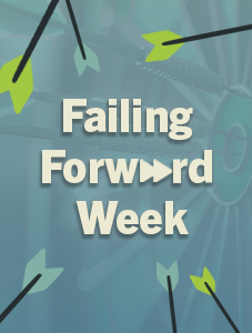 "Failing Forward Week" graphic with arrows that have missed their marks