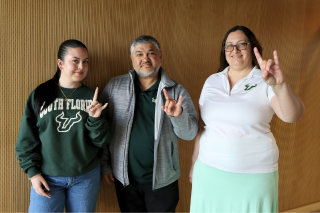 Judy Genshaft Honors College Academic Advisors Arnie Mejias, Krysta Banke, and Ava Gomez