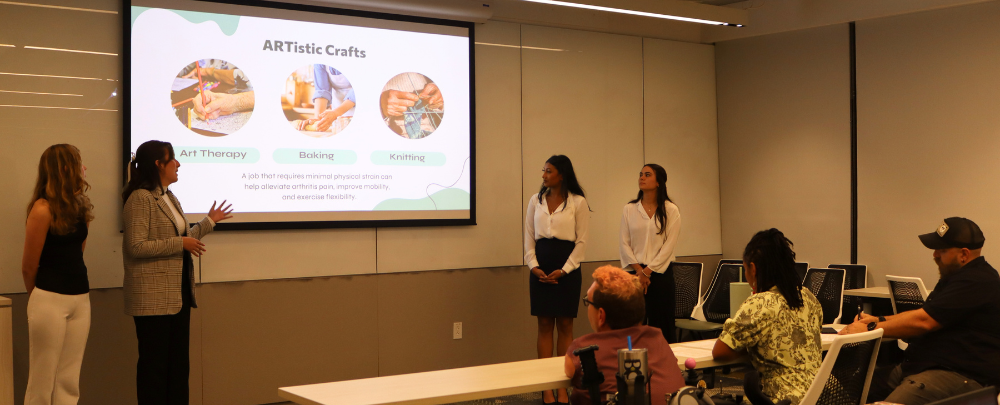 Four Honors students present their grand challenge pitch