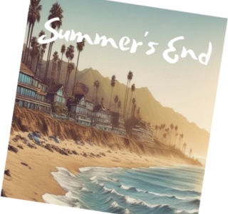 AI-generated student project featuring a beach titled Summer's End