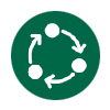 arrows and dots making a cycle on green circle