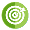 lime green circle with target icon