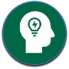 head with idea icon inside circle