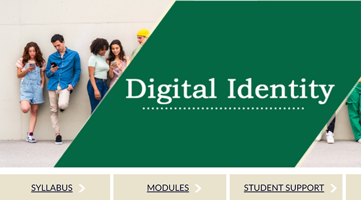 course landing page banner with words digital identity