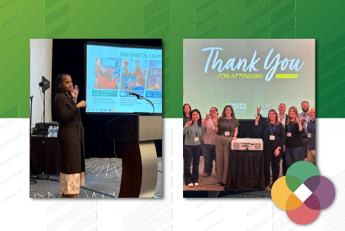 A graphic including two photos of employees presenting at the 2025 Intersections Conference. 