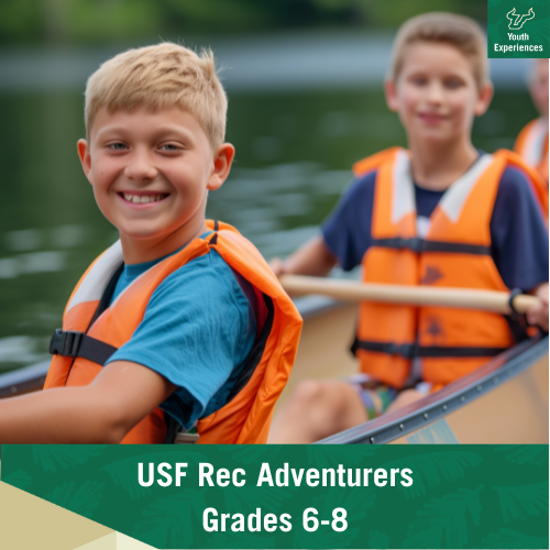 USF Rec Adventurers with text stating "USF Rec Adventurers Grades 6-8"