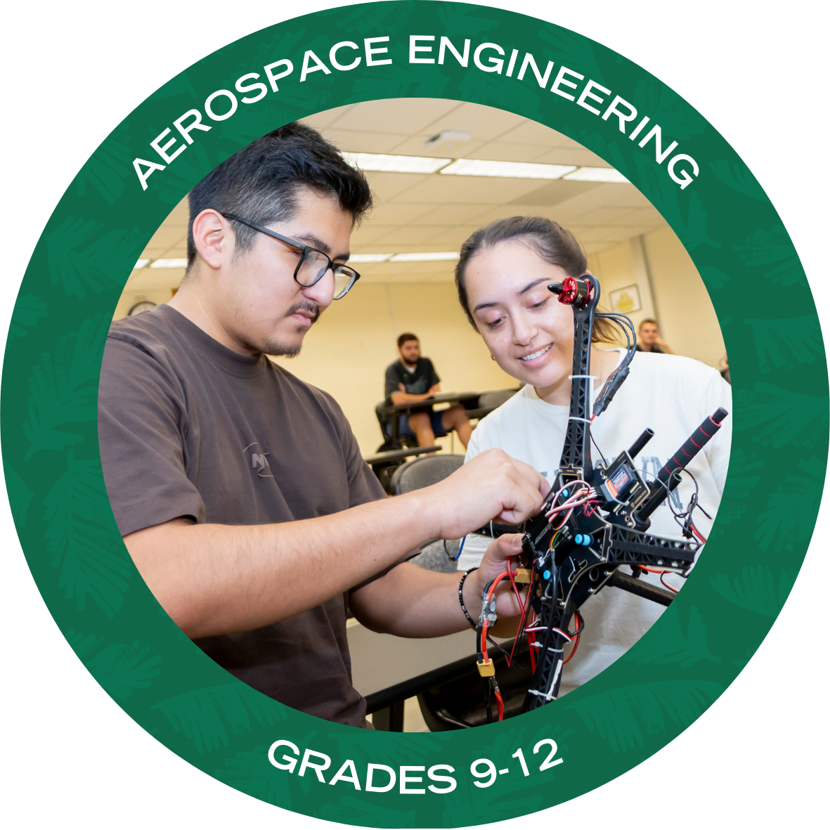 Aerospace Engineering with text stating "Aerospace Engineering Grades 9-12"