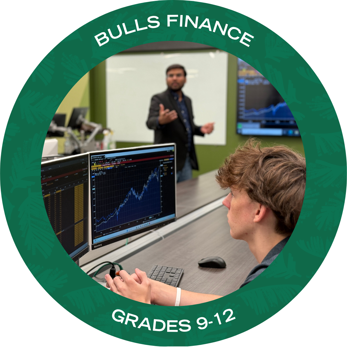 Bulls Finance Camp with text stating "Bulls Finance Camp Grades 9-12"