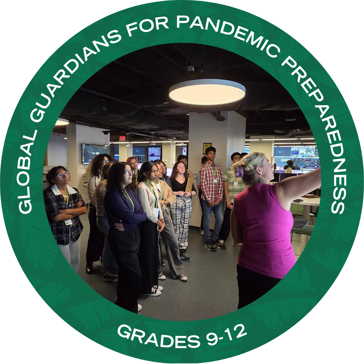 Global Guardian for Pandemic Preparedness with text stating "Global Guardians for Pandemic Preparedness Grades 9-12"