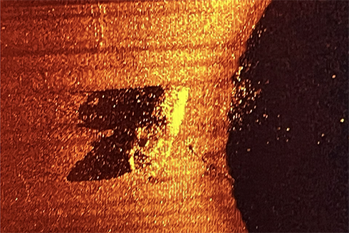 A side-scan sonar image of Sir Ernest Shackleton’s last ship, Quest, discovered by a team led by USF alum and shipwreck hunter David Mearns. Credit: Royal Canadian Geographical Society.
