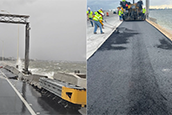 From left: A washed-out portion of the Howard Frankland and workers repairing the road. Photos: Florida Department of Transportation