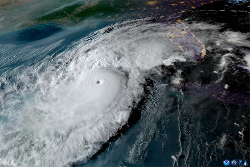 Hurricane Milton captured via NOAA’s GOES East satellite as it approached the west coast of Florida. Image courtesy of NOAA/NESDIS