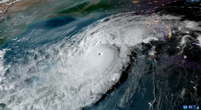 Hurricane Milton captured via NOAA’s GOES East satellite as it approached the west coast of Florida. Image courtesy of NOAA/NESDIS