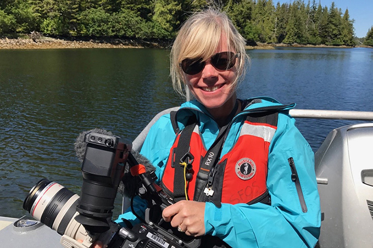 Kristen on assignment off the coast of Prince of Wales, Alaska, where she and her team shot a video about sea otters using VR technology for Earthwatch Institute, a global nonprofit based in Boston. 