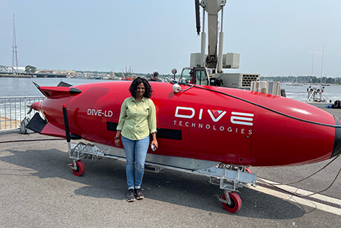 Lakshmi Miller, assistant professor of hydrography, is an ocean engineer with expertise in developing autonomous and unmanned underwater vehicles. Courtesy of Lakshmi Miller