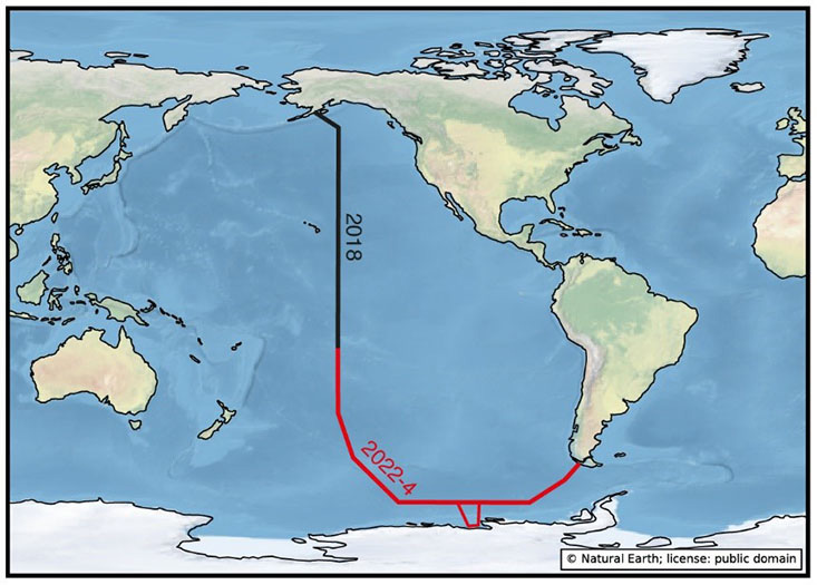 Samples collected from the Pacific Ocean during a U.S. GEOTRACES expedition (GP15) in 2018 (black) revealed low levels of iron in the ocean’s twilight zone.