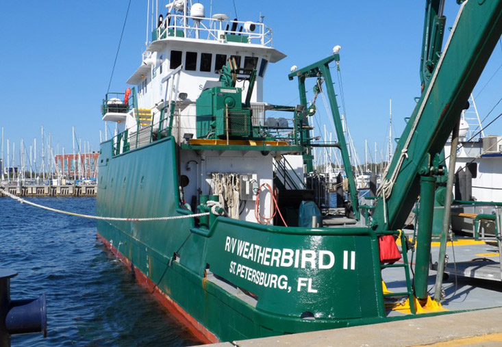 he Research Vessel Weatherbird II docked at the University of South Florida College of Marine Science. By Seán Kinane (21 April 2016). 