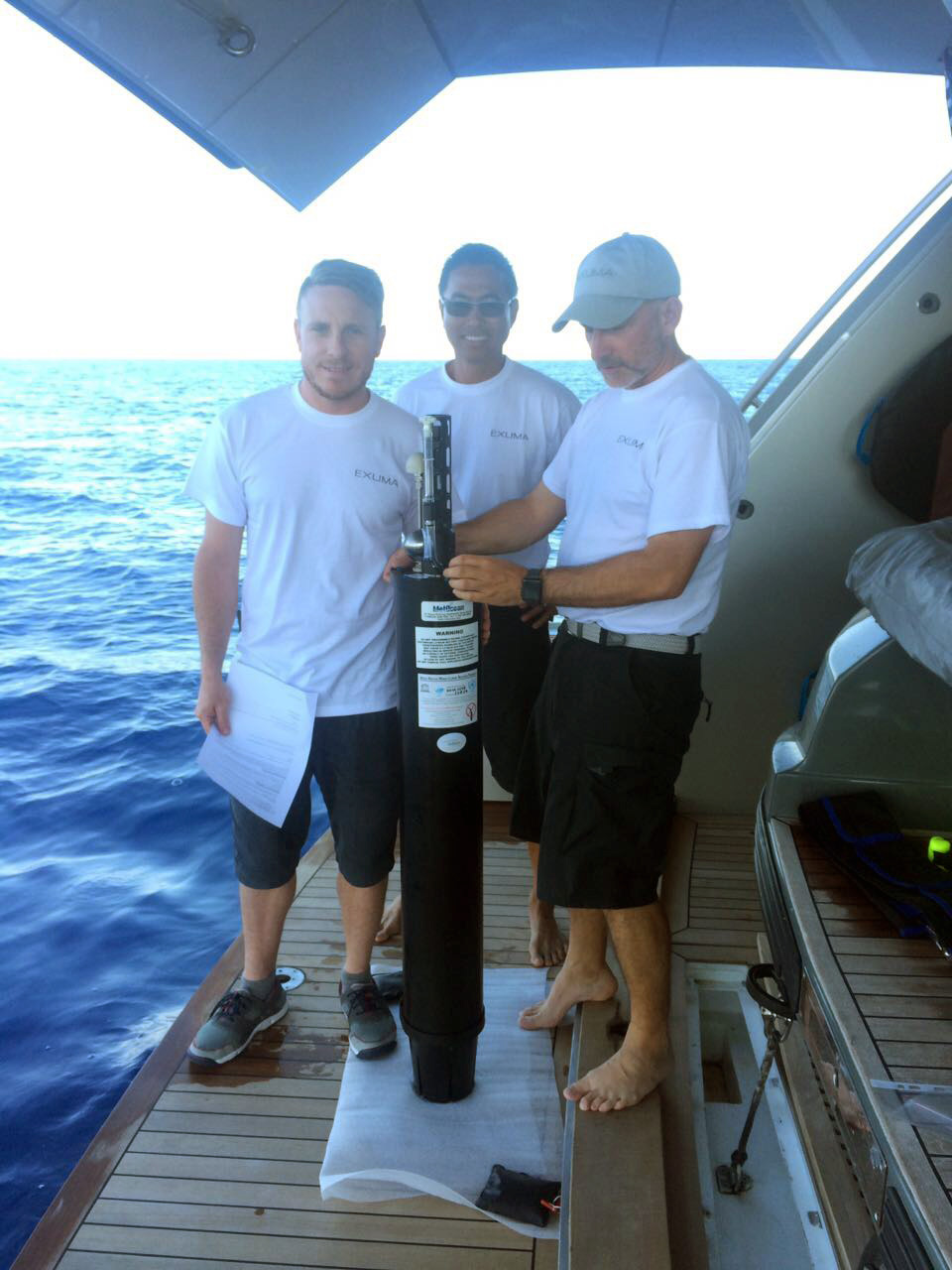 Seakeepers scientists deploy an ARGO profiling float from the M/Y Exuma in the Mediterranean Sea.