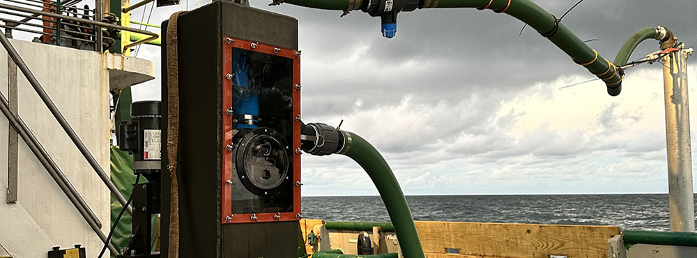 The CUFES during its first day out at sea collecting fish eggs as the Weatherbird II traveled north to the panhandle. Picture Credit: Jess Van Vaerenbergh