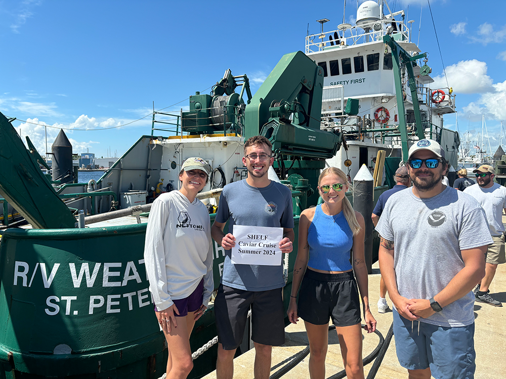 The crew was welcomed back to campus after 11 days at sea collecting fish eggs for the SHELF project. Photo credit: Mya Breitbart