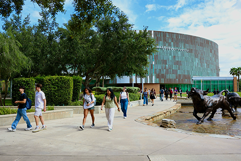 USF Students walking on campus