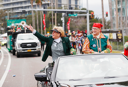 Rhea Law and Wayne Williams at the Gasparilla parade