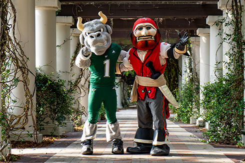 Rocky and Captaion Fear on the USF campus