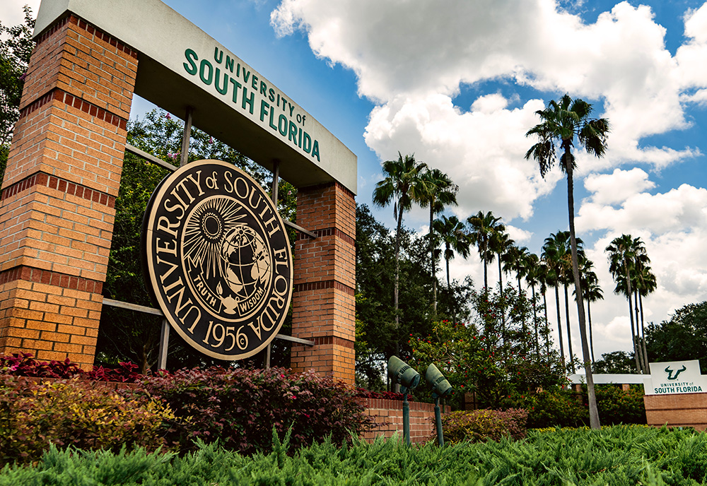 Entrance sign of the USF Tampa campus