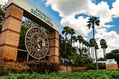 Entrance sign of the USF Tampa campus