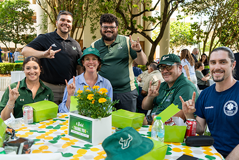 Group of happy USF students