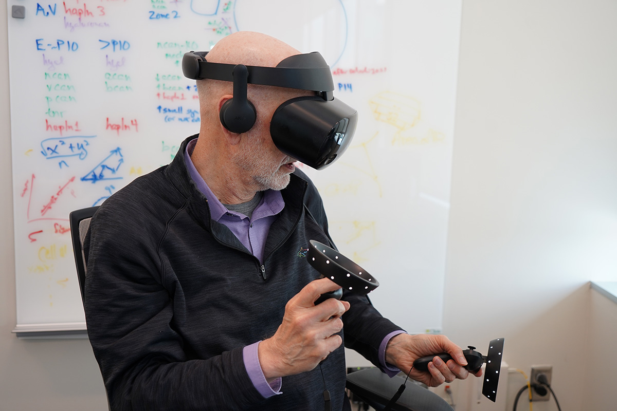 George spirou wearing a VR set