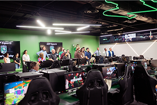 Group gathers in the Esports Living Lab