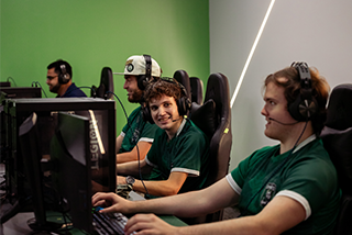 Students hang out in the Esports Living Lab