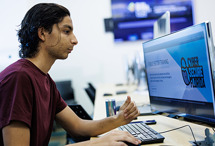 Student at computer