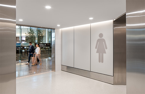 Exterior of women's bathroom at TPA