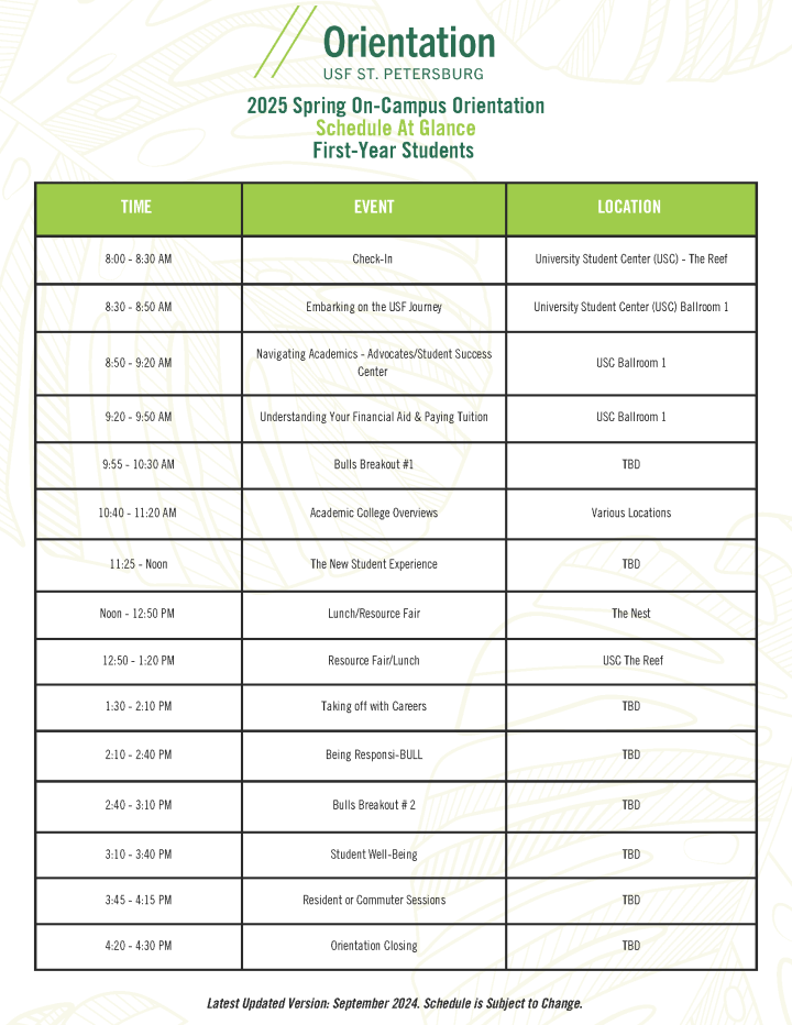 Spring 2025 Schedule