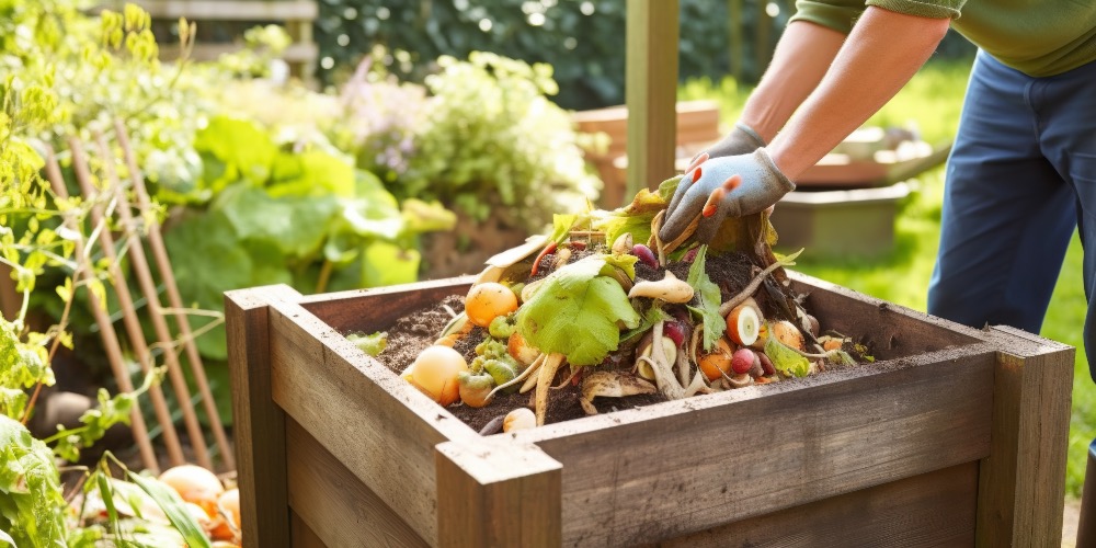 A person composting