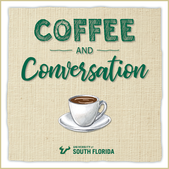 Coffee and Conversation with Coffee Cup Graphic